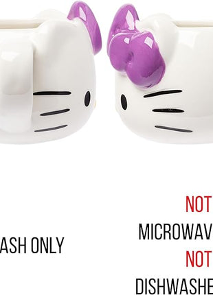 Silver Buffalo Sanrio Hello Kitty Purple Bow Ceramic 3D Sculpted Mug, 20 Ounces