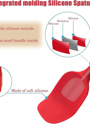 Silicone Spatula Set, Rubber Spoon Spatula for Baking, Heat Resistant Cooking Utensil, Flexible Silicone Spoon Baking Mixing Tool Cooking Gadget (4-Piece)