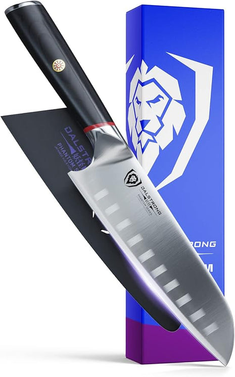 Dalstrong Santoku Knife - 7 inch - Phantom Series - Japanese High-Carbon AUS8 Steel - Pakkawood Handle - Razor Sharp Kitchen Knife - Asian Vegetable Knife - Sheath Included