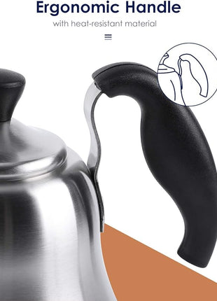 Coffee Kettle for Stove Top Premium Gooseneck Kettle, Pour Over Coffee Tea Pot, Stovetop Teapot, Hot Water Heater for Camping, Home & Kitchen, Stainless Steel - Small 28oz, Brushed