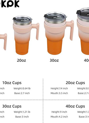 BJPKPK Tumbler With Handle And Straw 10 oz Insulated Tumblers With Lid Stainless Steel Coffee Cups,Coral