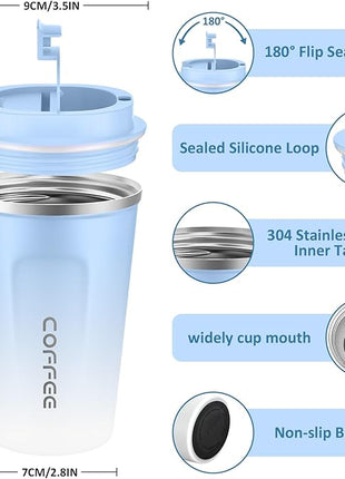 CS COSDDI 12 oz Stainless Steel Vacuum Insulated Tumbler - Coffee Travel Mug Spill Proof with Lid - Coffee Cups for Keep Hot/Ice Coffee,Tea and Beer