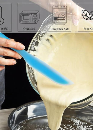 Nonstick Silicone Knife Shaped Flexible Kitchen Spatula Scraper Turner,Kitchen Cooking Utensils With Nylon Core (Blue)