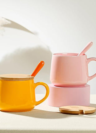 BigNoseDeer Kawaii Fox Mug Cute Mugs with 3D Fox Inside Ceramic Coffee Mug with Lid and Spoon Cute Stuff Birthday Gifts Cute Gifts For Women 13.5oz