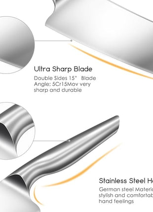 DDF iohEF Nakiri Kitchen Knife, Chef's Knife In Japanese Stainless Steel Professional Cooking Knife, Non-slip Ultra Sharp Knife with Ergonomic Handle