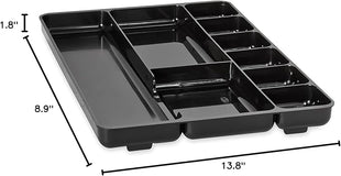 Rubbermaid Regeneration 9-Section Drawer Organizer, Plastic, 14 x 9.125 x 1.125 Inches, Black (45706)