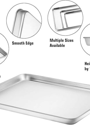 Wildone Baking Sheet with Silicone Mat Set, Set of 6 (3 Sheets + 3 Mats), Stainless Steel Cookie Sheet Baking Pan with Silicone Mat, Non Toxic & Heavy Duty & Easy Clean