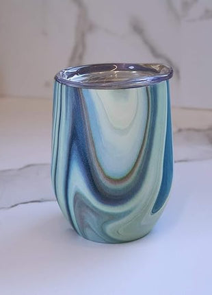 CHILLOUT LIFE 12 oz Stainless Steel Wine Tumbler with Lid - Double Wall Vacuum Insulated Wine Cup Glass Keeping Cold & Hot for Coffee, Champagne, Cocktails, Ice Cream