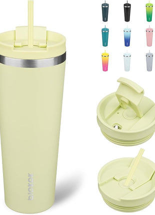 BJPKPK 26oz Insulated Tumbler With lid And Straw Stainless Steel Tumblers Travel Coffee Mug Reusable Thermal Cup,Macaron Green