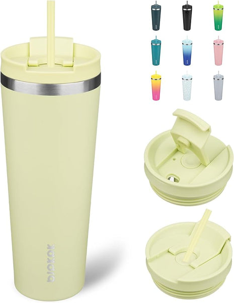 BJPKPK 26oz Insulated Tumbler With lid And Straw Stainless Steel Tumblers Travel Coffee Mug Reusable Thermal Cup,Macaron Green