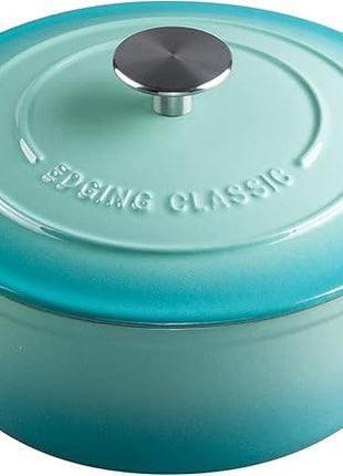 Enameled Cast Iron Covered 5.5 Quart Dutch Oven with Dual Handle for Bread Baking, Dutch Ovens with Lid, Peacock Blue