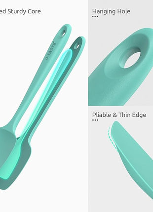U-Taste Silicone Spoon Spatula Set, 600ºF High Heat Resistant Food Grade Flexible Rubber Scraper, Cooking Mixing Baking Kitchen Utensils Set of 3 (Aqua Sky)