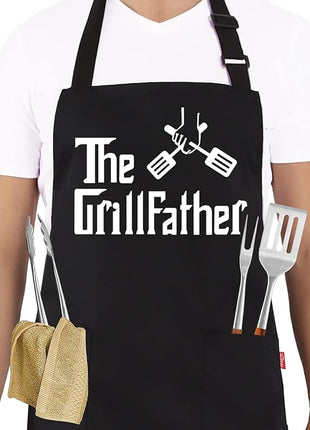 Grill Aprons for Men Dad - The Grill father Apron - Funny Chef Cooking Grilling BBQ Apron with 2 Pockets - Birthday Fathers Day Christmas Gifts for Dad