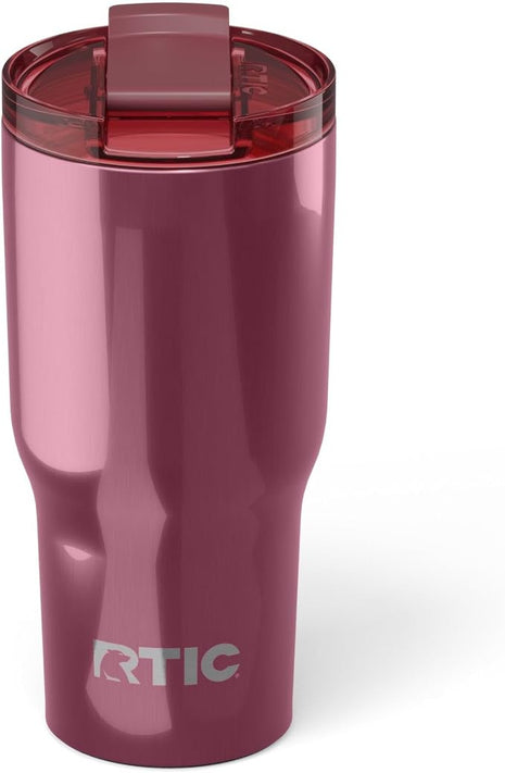 RTIC 20oz Essential Tumbler with Lid, Ceramic Lined, Insulated, Stainless Steel, Metal, Double Wall Vacuum-Insulation, Travel Cup for Iced Coffee, Tea, Hot and Cold Drink, Vintage Rose Metallic