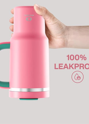 32 oz Tumbler with Handle and Straw: Stainless Steel Insulated Tumbler Keeps Cold for 24 Hours, Leakproof Travel Cup Fits in Cup Holder and BPA-Free,Tulip