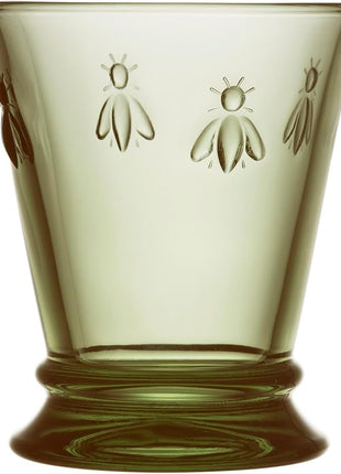 La Rochere Napoleon Bee Olive Green Tumbler Set of 6 – La Rochere Bee Glassware Sets – Fancy Glassware Drinking Glasses (10 oz)