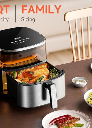 ASZ Digital Air Fryer 6qt with Window Up - 6 QT Big Airfryer 6-in-1 Presets Preheat Airfry Reheat Bake Roist Broil 400°F Airfrier 85% Oil Less,Nonstick Dishwasher-Safe Parts, Automatic Shutoff