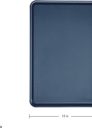 KitchenAid Classic Plastic Cutting Board with Perimeter Trench and Non Slip Edges, Dishwasher Safe, 12 x 18 inch, Ink Blue
