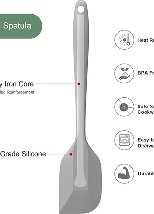 Silicone Spatula Set, Premium Spatulas Silicone Heat Resistant 2 Small & 2 Large Flexible Scraper for Nonstick Cookware, Rubber Spatula for Kitchen Mixing Baking Cooking Use, Soft Spatula - Gray