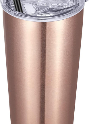 VEGOND 20oz Tumbler Bulk with Lid and Straw 1 Pack, Stainless Steel Vacuum Insulated Tumbler, Double Wall Coffee Cup Travel Mug, Rose Gold