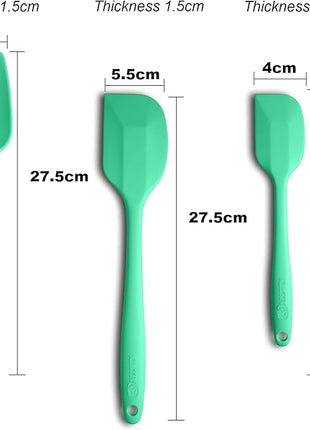 Silicone Spatula 3-piece Set, Ergonomic Handle High Heat-Resistant Spatulas, Non-stick Rubber Spatulas with Stainless Steel Core, Macaron Green
