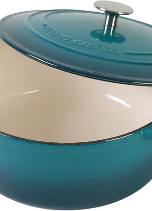 Dutch Ovens with Lid, Enameled Cast Iron Covered 5.5 Quart Dutch Oven with Dual Handle, Darkcyan
