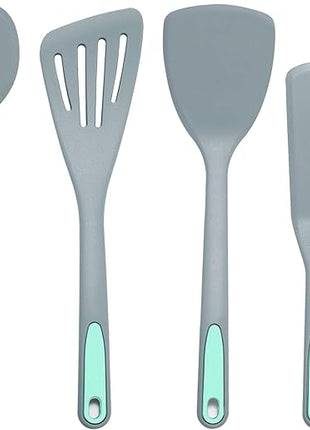 To encounter 5 Pieces Silicone Spatula Set, Non-Stick Silicone Turner Spatulas, Heat Resistance Cooking Utensils, Flip Turner for Fish, Egg, Pancake,Dishwasher Safe, Light Grey