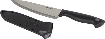Farberware Edgekeeper 6-Inch Chef Knife with Self-Sharpening Blade Cover, High Carbon-Stainless Steel Kitchen Knife with Ergonomic Handle, Razor-Sharp Knife, Black
