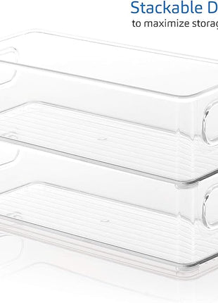 STORAGEBUD Fridge Organizer - 2 Pieces Refrigerator Organizer Bins - Pantry Organization and Storage for Fridge & Refrigerator- BPA Free Freezer Organizer Bins