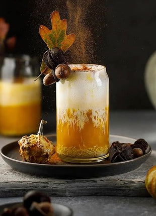 Le'raze Set of 6 Can Shaped Margarita Drinking Glasses Goblet - 16oz Clear Cups for Cocktails, Iced Coffee, Tea, Soda, Whiskey and Beer