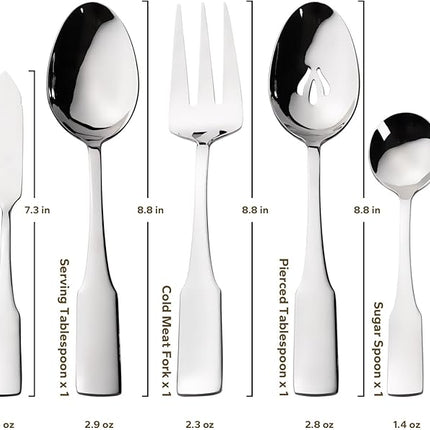 Alata Kate 65-Piece Silverware With Utensil-Serving Set, Service for 12, Stainless Steel Flatware, Mirror Polished Cutlery, Dishwasher Safe
