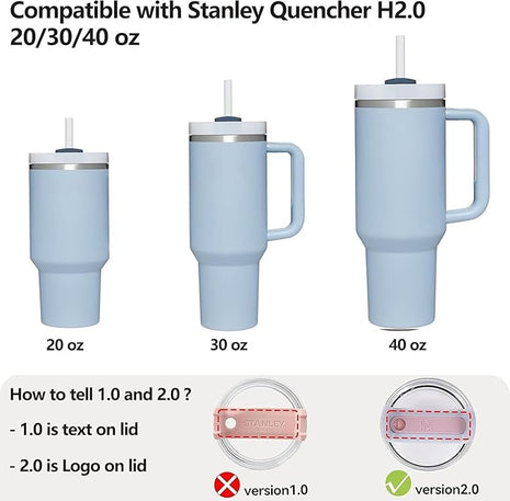 Silicone Spill Stopper Set Compatible with Stanley Cup 2.0 30oz & 40oz with Straw Cover (Set of 2, Chambary)