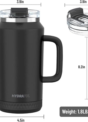 Hydraful 64 oz Tumbler with Handle and Straw - 100% Leak-Proof - Insulated Cup Reusable Stainless Steel Large Water Bottle Travel Mug for Gym, Hiking, and Camping - Gifts for Women Men Him Her