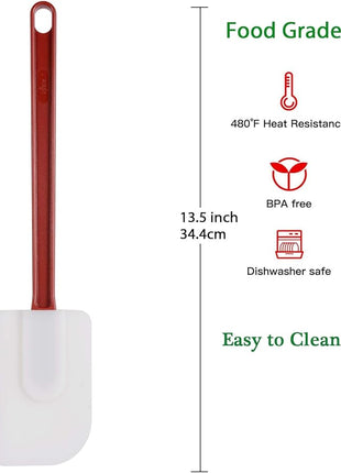 Silicone Rubber Spatula Set of 3, 14 Inch High Heat Commercial Spatula (3 Scrapers)