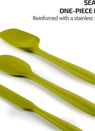 OVENTE Silicone Spatula Set of 5, Food Grade Rubber Spatula with High Heat Resistant, BPA-Free and Dishwasher Safe, Nonstick Kitchen Utensils for Baking, Cooking and Mixing, Green SP12305G