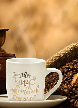 Maustic Engagement Gift Does This Ring Make Me Look Engaged Coffee Mug Funny Mug Novelty Coffee Mug Gift for Women Men Engagement Anniversary Birthday Christmas