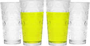 Circleware 40180 Circle Set of 4-15.7 oz Heavy Base Highball Drinking Glasses Tumblers Ice Tea Beverage Cups Glassware for Water, Juice, Beer, 4pc,