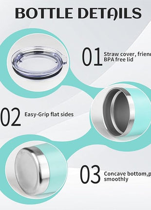 StarSpeed 20oz Tumbler Bulk with Lid, Stainless Steel Insulated Tumblers Double Wall Vacuum Insulated Travel Mug, Powder Coated Coffee Cups for Hot and Cold Drinks(Light Green,6)