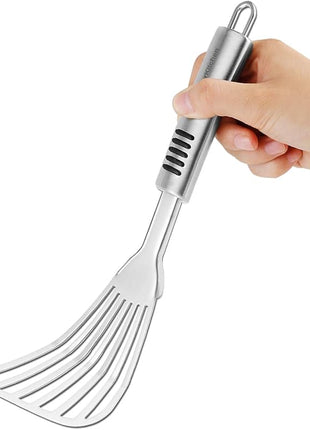 Stainless Steel Fish Spatula with 1.2mm Thick Blade - Multipurpose Turner for Fish, Eggs, Meat, and Dumplings - Perfect for Grilling, Frying, and More - Bonus Silicone Brush and Oven Mitt - Set of 1