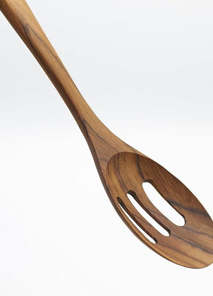 FAAY Premium Wooden Slotted Spoon, Handcraft from Teak | Healthy, Durable, High Moist and High Heat Resistance for Non Stick Cookware.