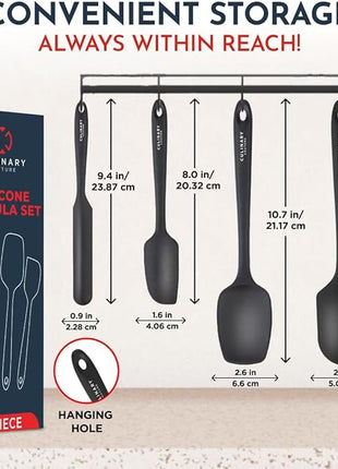 4-Piece Black Baking Spatula Set - Holiday Baking Essentials, Rubber Spatulas Silicone Heat Resistant, BPA-Free - Spatula Set for Nonstick Cookware - Silicone Baking Utensils