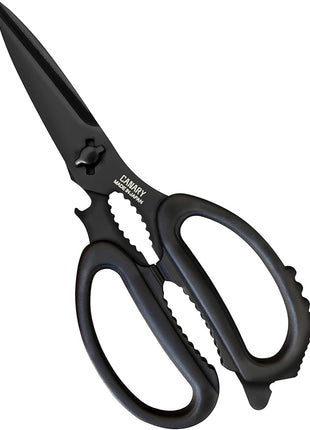 CANARY Japanese Kitchen Scissors All Purpose Heavy Duty 8.2" Matte Black, Made in JAPAN, Dishwasher Safe Come Apart Blade, Multipurpose Kitchen Shears, Sharp Serrated Japanese Stainless Steel Blade