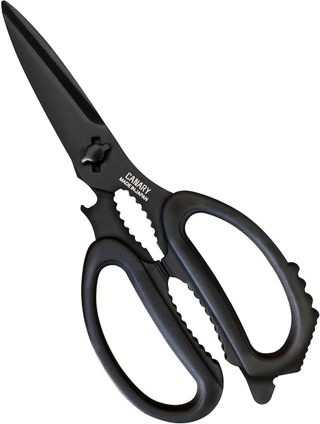 CANARY Japanese Kitchen Scissors All Purpose Heavy Duty 8.2" Matte Black, Made in JAPAN, Dishwasher Safe Come Apart Blade, Multipurpose Kitchen Shears, Sharp Serrated Japanese Stainless Steel Blade