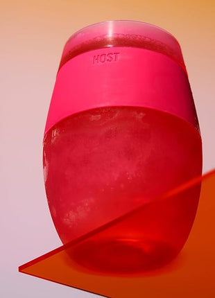 Host Cooling Cup Set of 1 Plastic Double Wall Insulated Freezable Drink Chilling Tumbler with Freezing Gel, Wine Glasses for Red and White Wine, 8.5 oz, Translucent Magenta