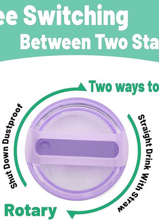 40 OZ Tumbler Lid Replacement Fit for Stanley Cup, 2 Pack Clear Replacement Lids Fit for Stanley Travel Tumbler, Spill Proof Tumbler Covers for Stanley Cup Accessories (Purple)