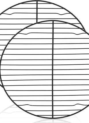 P&P CHEF Round Cooling Rack Set, Round Wire Racks for Cooking Baking, Fit Air Fryer & Oven, Stainless Steel Core with Nonstick Coatings, Black, 2 PCS - 10.5 Inch