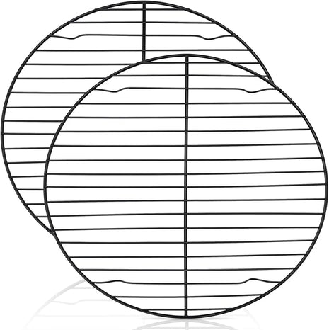 P&P CHEF Round Cooling Rack Set, Round Wire Racks for Cooking Baking, Fit Air Fryer & Oven, Stainless Steel Core with Nonstick Coatings, Black, 2 PCS - 10.5 Inch