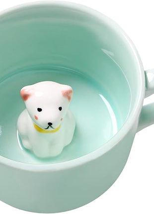 Surprise 3D Coffee Mug Animal Inside 8 oz with Puppy,Cute Cartoon Handmade Ceramics Cup,Christmas Birthday Surprise for Friends Family or Kids (Puppy)