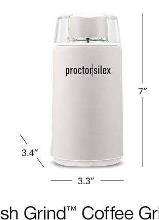Proctor Silex Electric Coffee Grinder for Beans, Spices and More, Stainless Steel Blades, 12 Cups, White