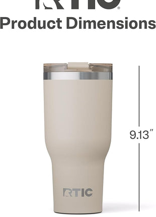 RTIC 40oz Essential Tumbler with Lid, Ceramic Lined, Insulated, Stainless Steel, Metal, Double Wall Vacuum-Insulation, Travel Cup for Iced Coffee, Tea, Hot and Cold Drink, Beach